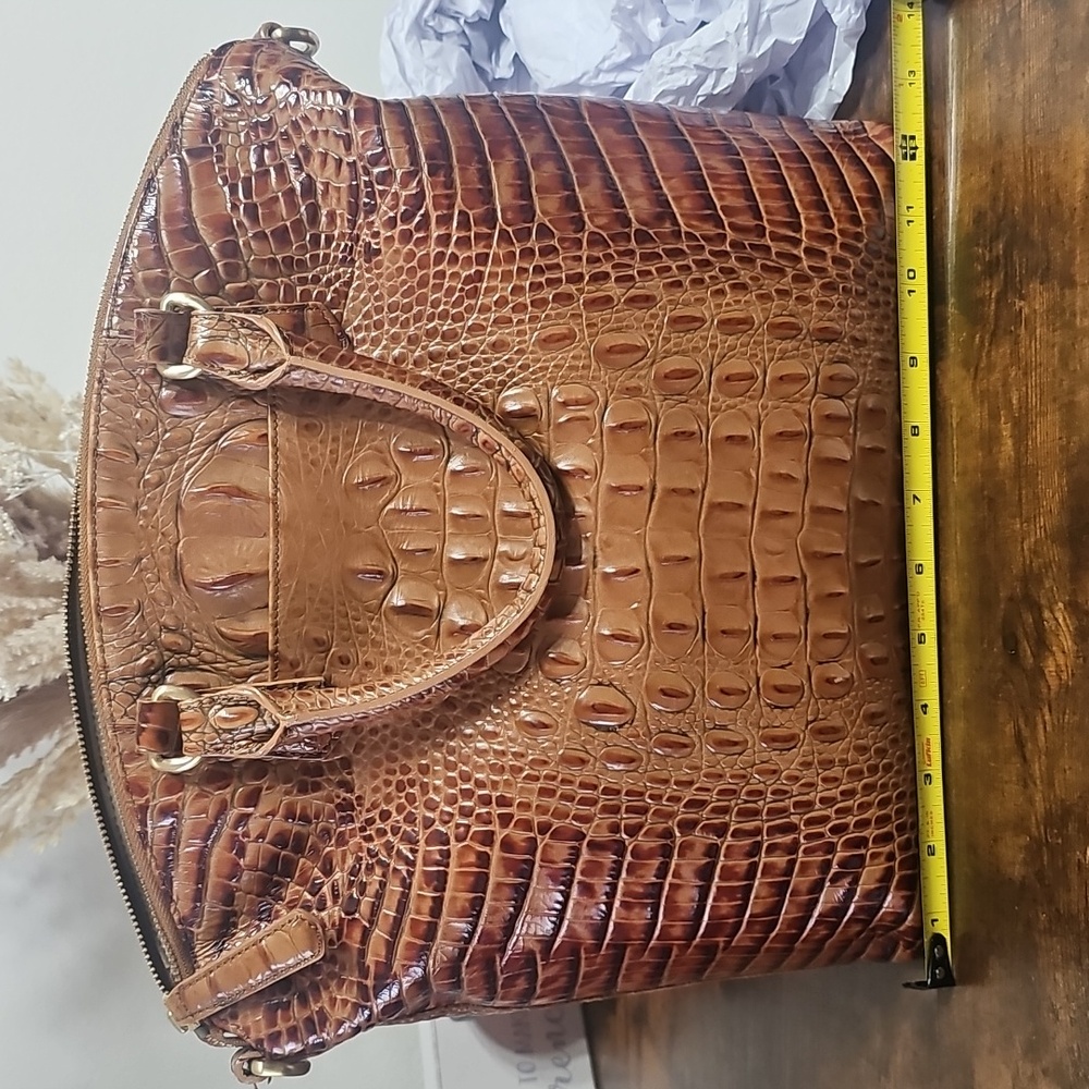 Brahmin Cognac Croc-Embossed Top-Handle Satchel - Picture 9 of 13